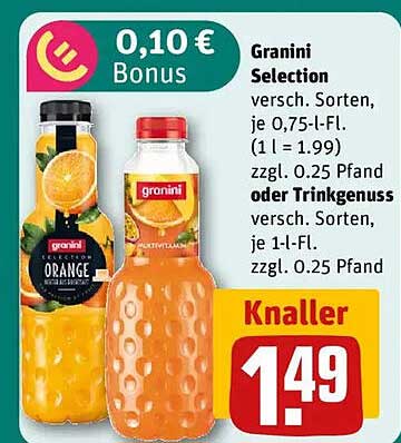 Granini Selection verschiedene Sorten, je 0,75-l-Fl.