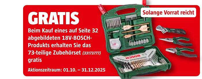 Gratis 73-teiliges Zubehörset beim Kauf eines 18V-BOSCH-Produkts