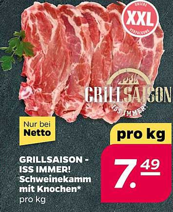 GRILLSAISON - ISS IMMER! Schweinekamm mit Knochen* pro kg