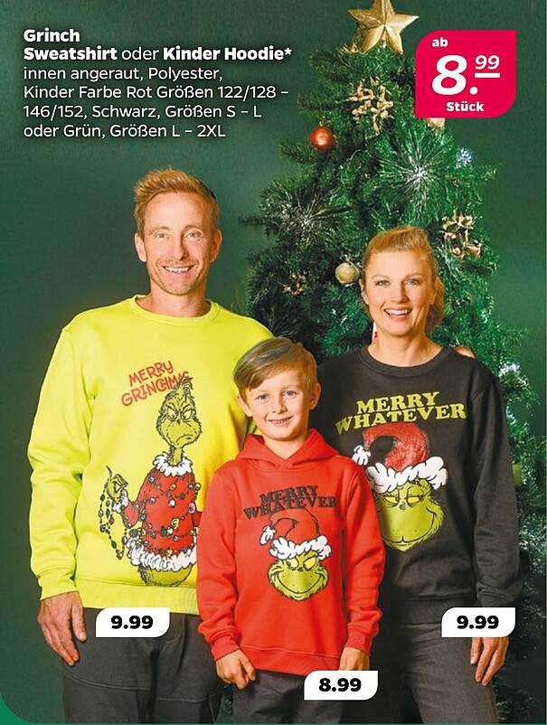 Grinch Sweatshirt oder Kinder Hoodie