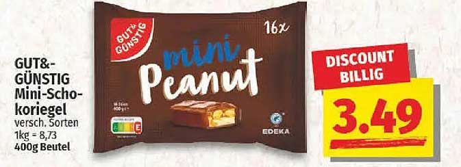 GUT& GÜNSTIG Mini-Schokoriegel 400g Beutel - lecker und unwiderstehlich!