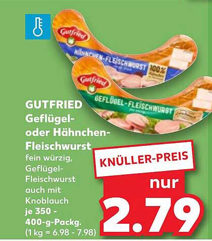 GUTFried Geflügel- oder Hähnchen-Fleischwurst