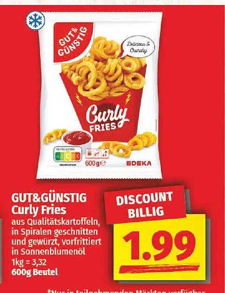GUT&GÜNSTIG Curly Fries 600g
