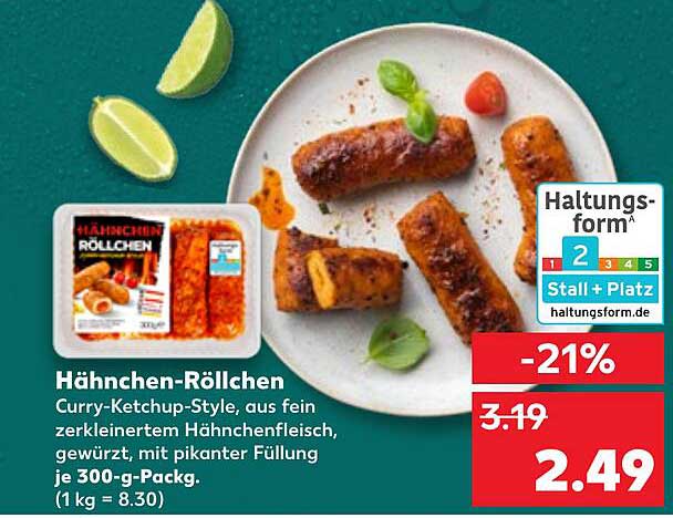 Hähnchen-Röllchen Curry-Ketchup-Style