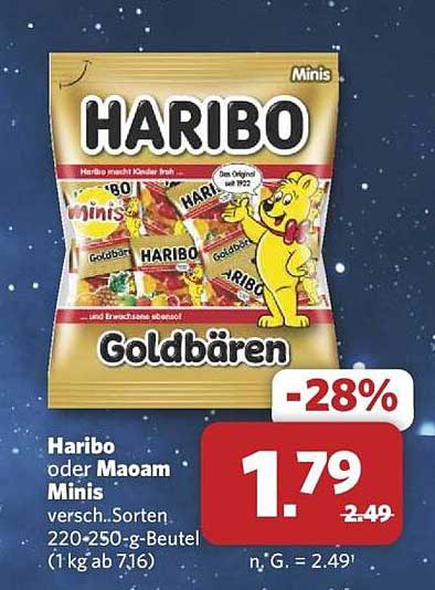 Haribo oder Maoam Minis 220-250 g-Beutel