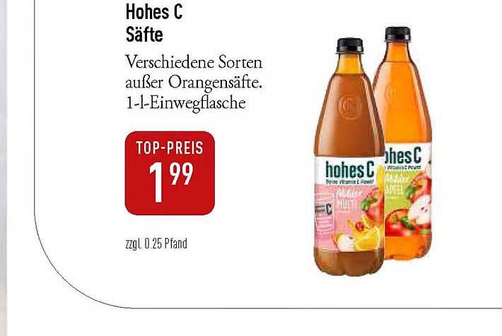 Hohes C Säfte – Verschiedene Sorten außer Orangensäften