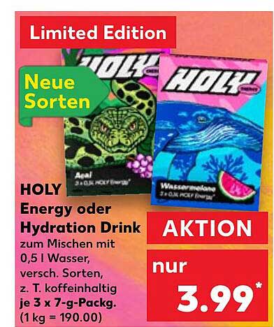 HOLY Energy oder Hydration Drink - 3 x 7-g-Pack.
