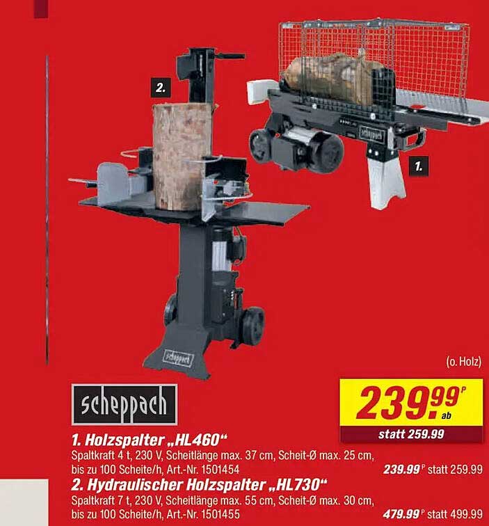 Holzspalter "HL460" und "HL730" von Scheppach