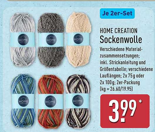 HOME CREATION Sockenwolle 2er-Set