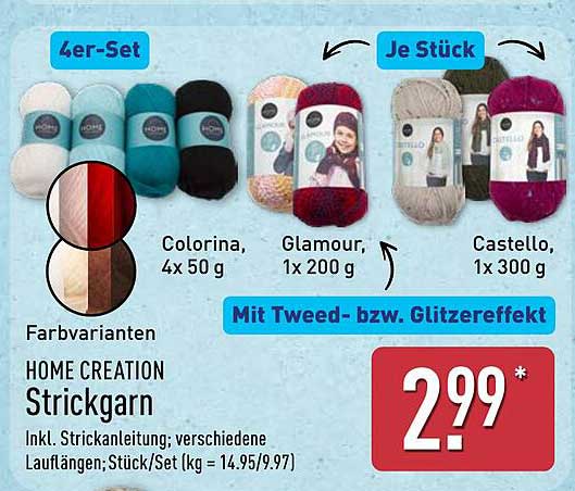 HOME CREATION Strickgarn 4er-Set