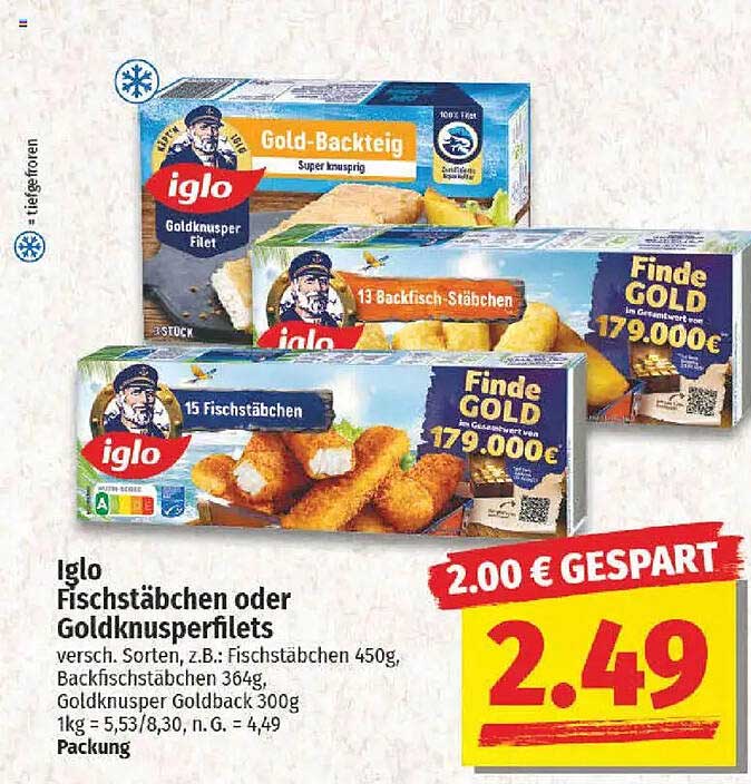 Iglo Fischstäbchen oder Goldknusperfilets