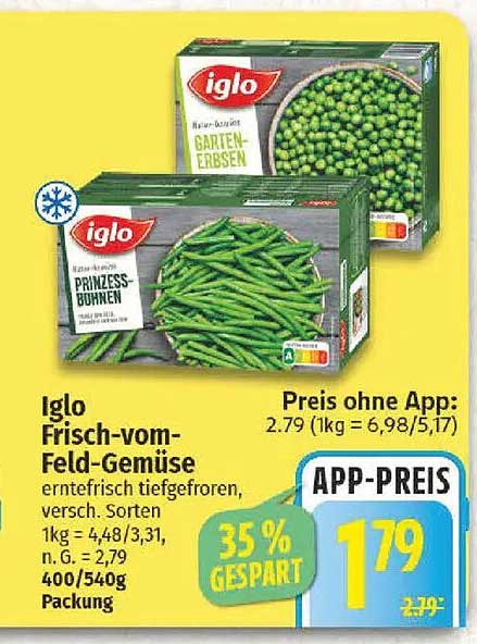Iglo Frisch-vom-Feld-Gemüse - Prinzess-Bohnen und Garten-Erbsen