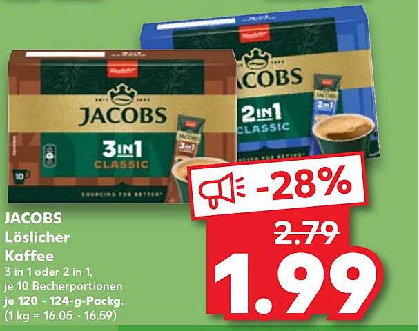 JACOBS Löslicher Kaffee 3 in 1 Classic