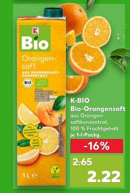 K-BIO Bio-Orangensaft 1L