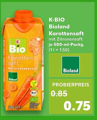 K-BIO Bioland Karottensaft mit Zitronensaft 500-ml-Packung