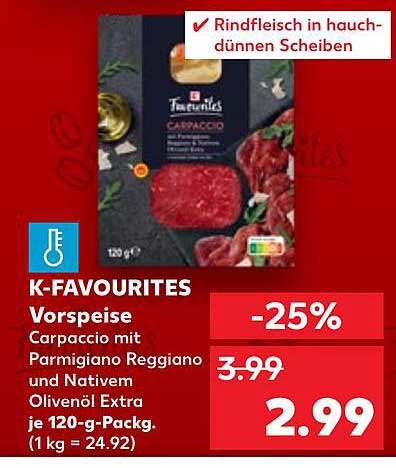 K-Favourites Carpaccio – Vorspeise mit Parmigiano Reggiano