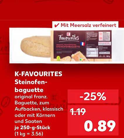 K-FAVOURITES Steinofenbaguette 250-g-Stück