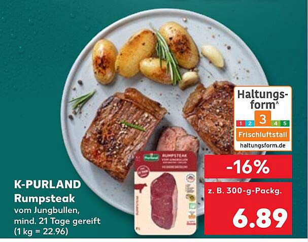 K-PURLAND Rumpsteak vom Jungbullen, 300g-Packung