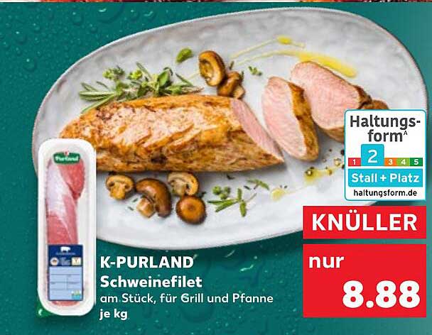 K-PURLAND Schweinefilet am Stück, für Grill und Pfanne je kg