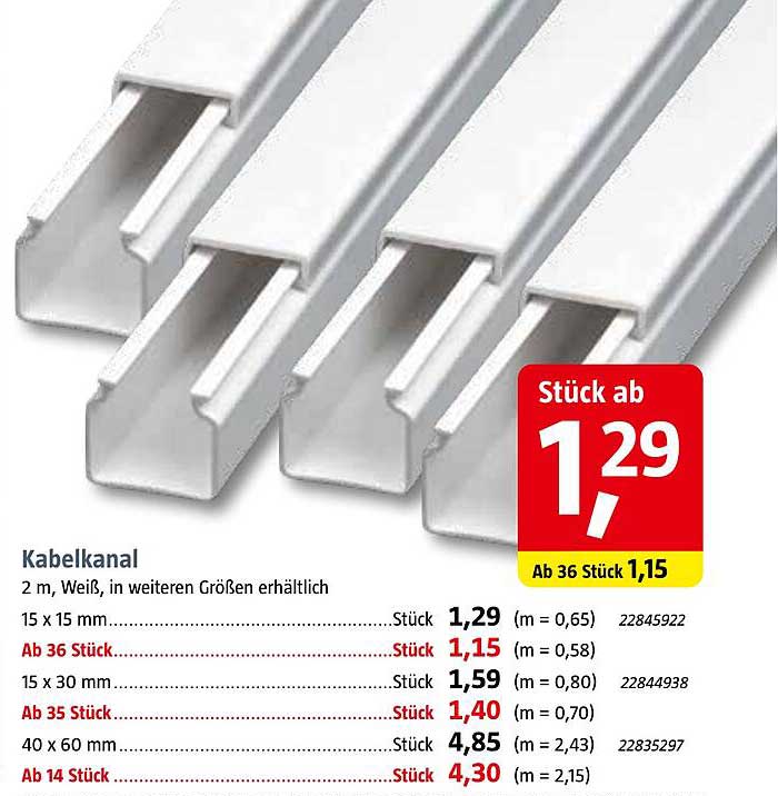 Kabelkanal 2 m, Weiß, in weiteren Größen erhältlich