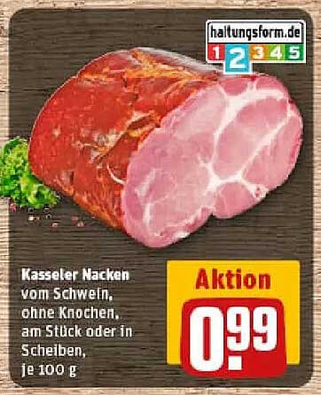 Kasseler Nacken vom Schwein, ohne Knochen, am Stück oder in Scheiben, je 100 g