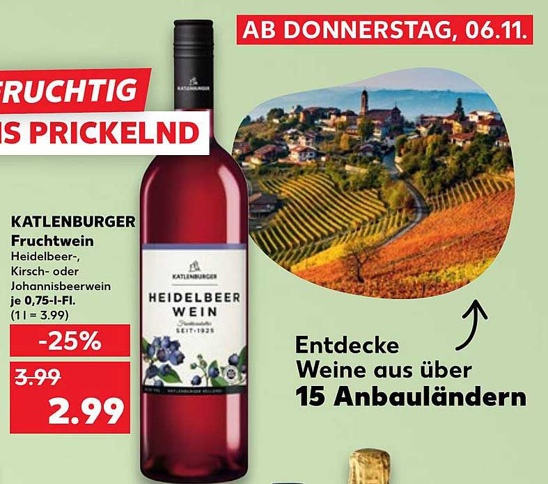KATLENBURGER Fruchtwein Heidelbeer- Kirsch- oder Johannisbeerenwein 0,75 l Fl.