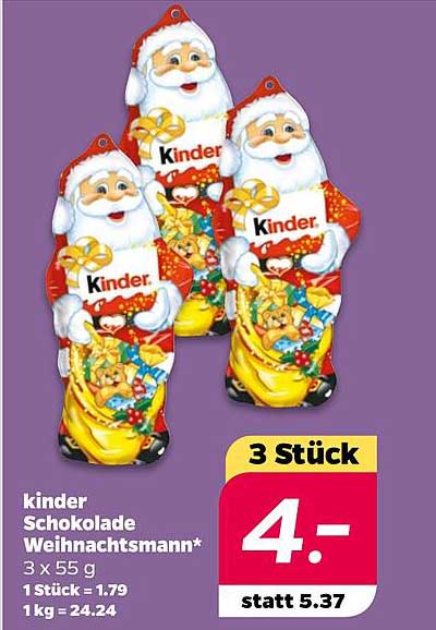 kinder Schokolade Weihnachtsmann* 3 Stück