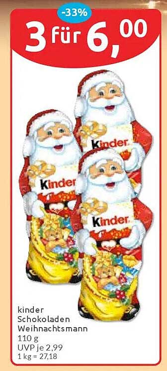 kinder Schokoladen Weihnachtsmann 110 g