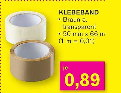 KLEBEBAND - Braun oder Transparent - 50 mm x 66 m