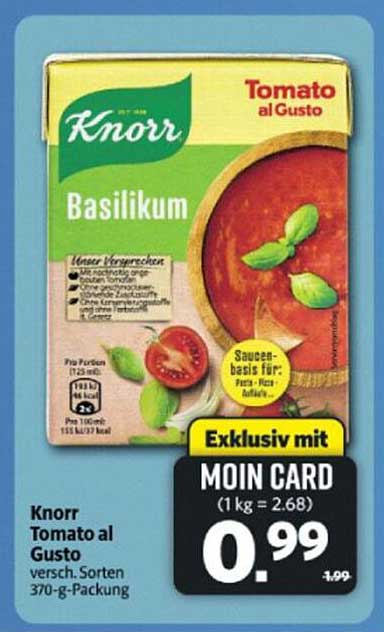 Knorr Tomato al Gusto mit Basilikum 370-g-Packung