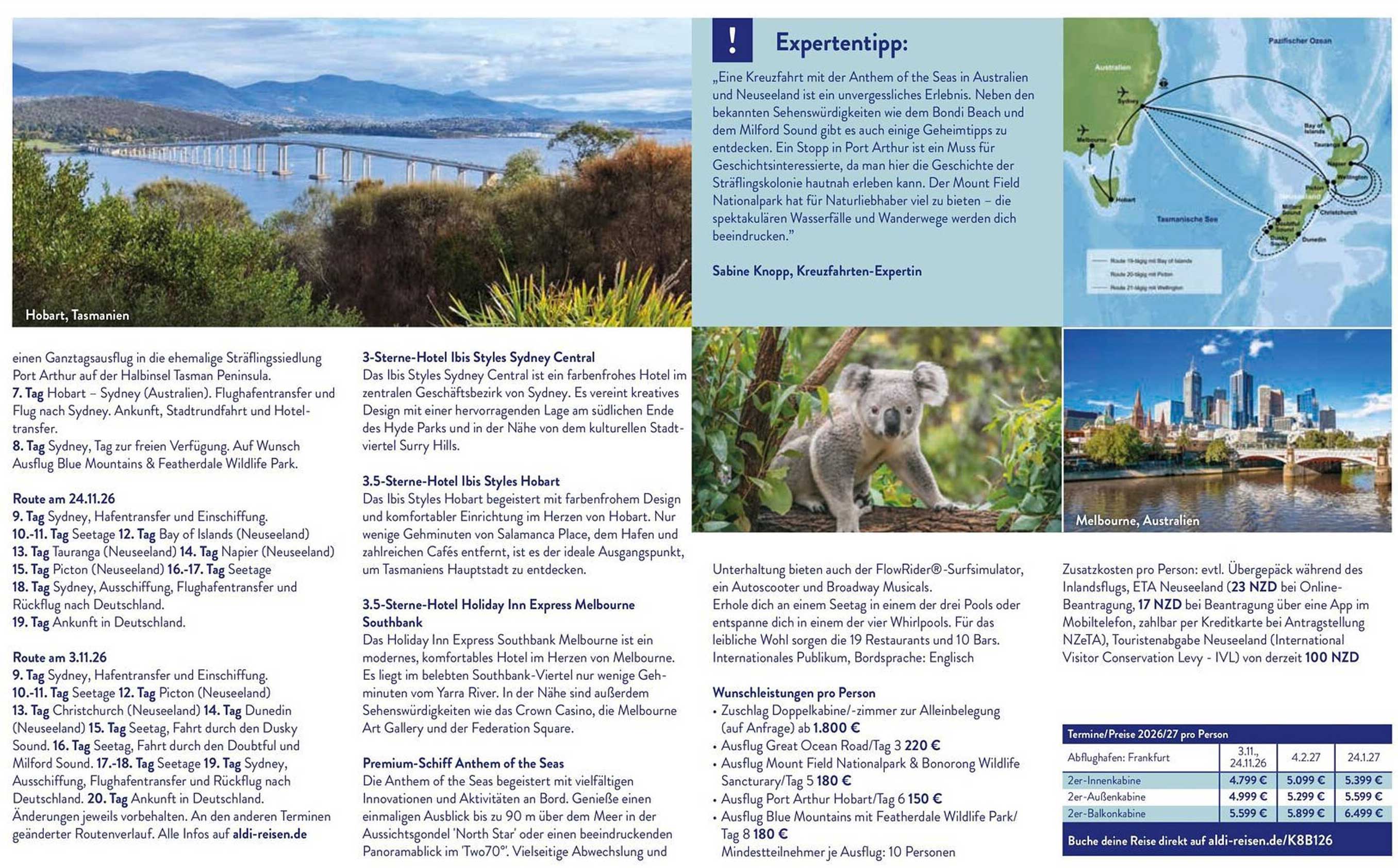 Kreuzfahrt mit der Anthem of the Seas von Australien nach Neuseeland