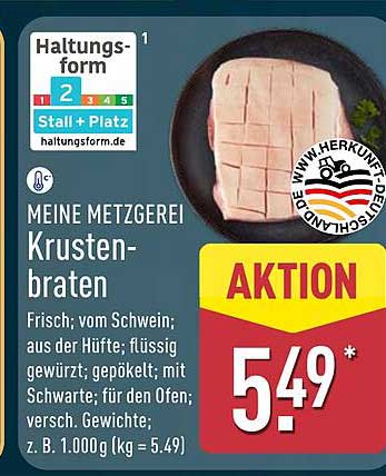 Krustenbraten - Frisch vom Schwein aus der Hüfte