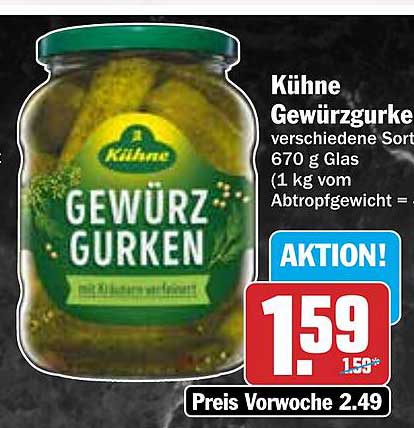 Kühne Gewürzgurken 670 g Glas – Verschiedene Sorten