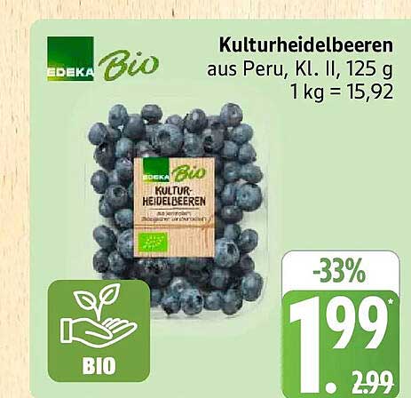 Kulturheidelbeeren aus Peru, Kl. II, 125 g