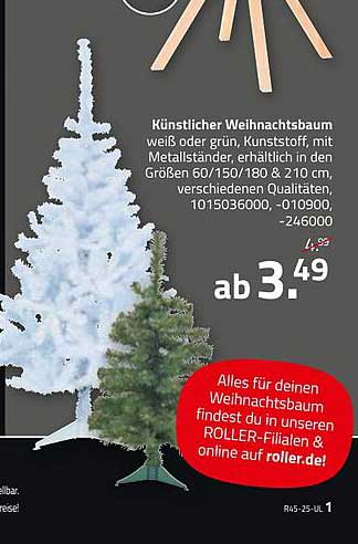 Künstlicher Weihnachtsbaum weiß oder grün, Kunststoffen, mit Metallständer