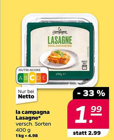 la campagna Lasagne Bolognese 400 g