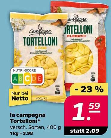 la campagna Tortelloni 400 g, verschiedene Sorten