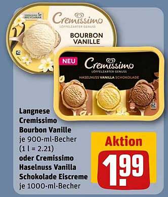 Langnese Cremissimo Bourbon Vanille oder Haselnuss Vanilla Schokolade Eiscreme