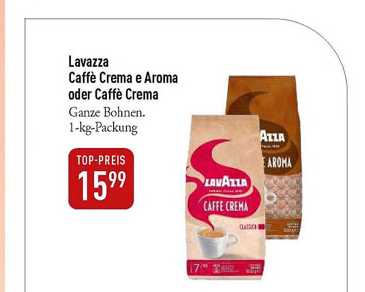 Lavazza Caffè Crema e Aroma oder Caffè Crema ganze Bohnen – 1-kg-Packung