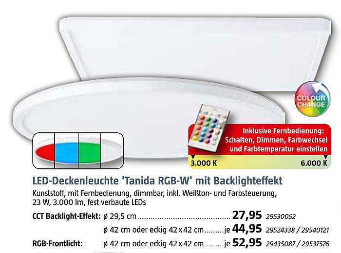 LED-Deckenleuchte 'Tanida RGB-W' mit Backlight-Effekt