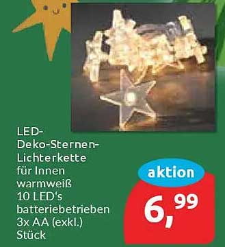 LED-Deko-Sternen-Lichterkette für Innen warmweiß