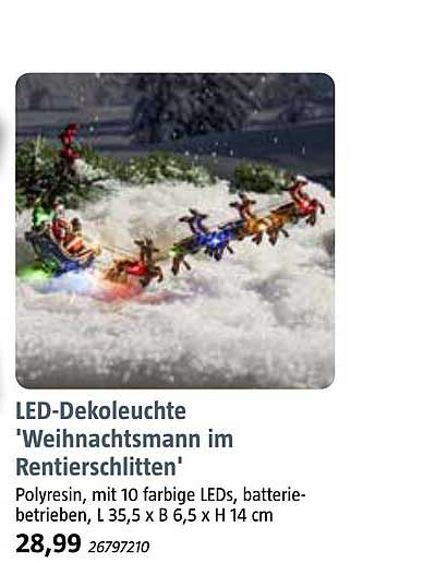 LED-Dekoleuchte 'Weihnachtsmann im Rentierschlitten'