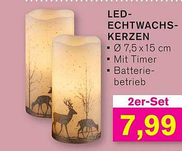 LED-Echtwachskerzen 2er-Set mit Timer