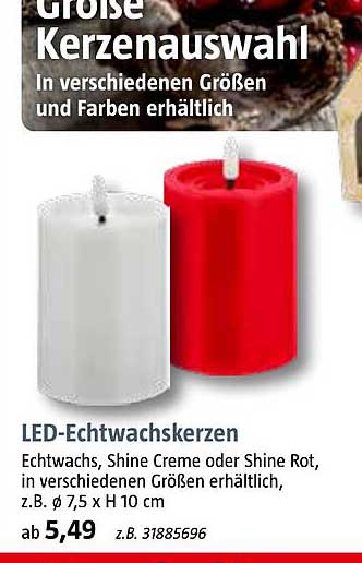 LED-Echtwachskerzen in verschiedenen Größen und Farben