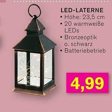 LED-Laterne 23,5 cm mit 20 warmweißen LEDs