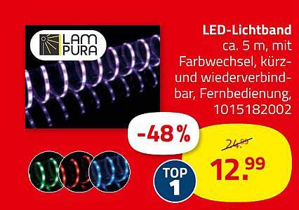 LED-Lichtband ca. 5 m, mit Farbwechsel, kürz- und wiederverbindbar, Fernbedienung, 1015182002