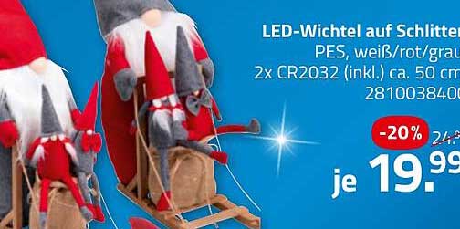 LED-Wichtel auf Schlitten