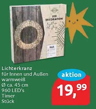 Lichterkranz für Innen und Außen warmweiß Ø ca. 45 cm mit 960 LED's