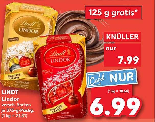 LINDT Lindor Pralinés 375 g Packung zum Schnäppchenpreis