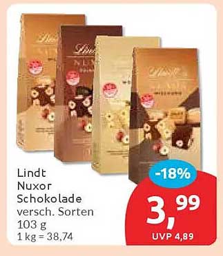 Lindt Nuxor Schokolade verschiedene Sorten 103 g